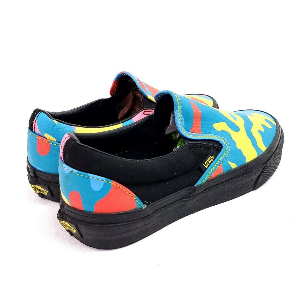 Vans Womens 8 Shoes Classic Slip On Neon Camo Blue - Picture 9 of 11